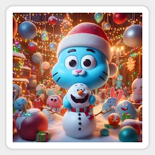 Whimsical Wonderland Unleashed: Gumball Christmas Art for Iconic Cartoon Holiday Designs! Magnet